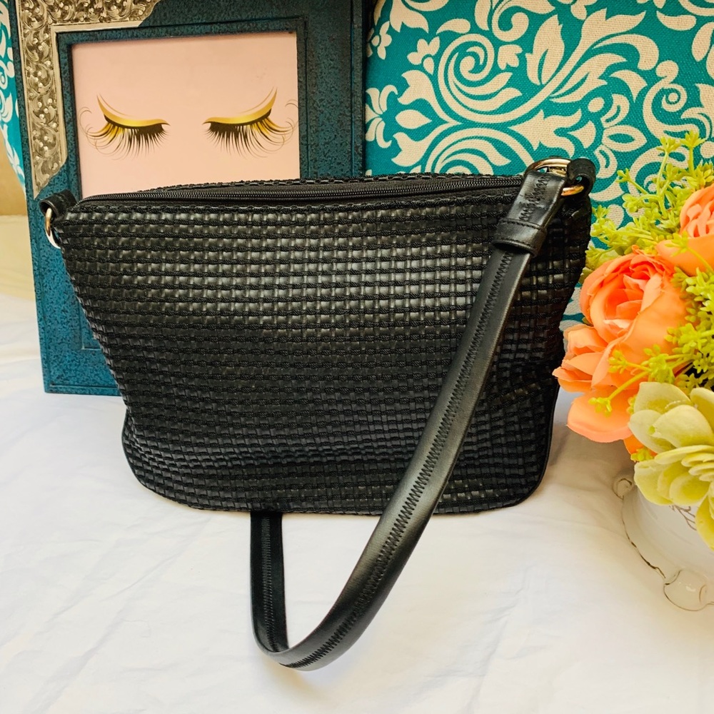 Sac à Main The Sak Elliot Luca - Tricot Et Cuir Noir & Blanc, Bandoulière 24.5", Neuf